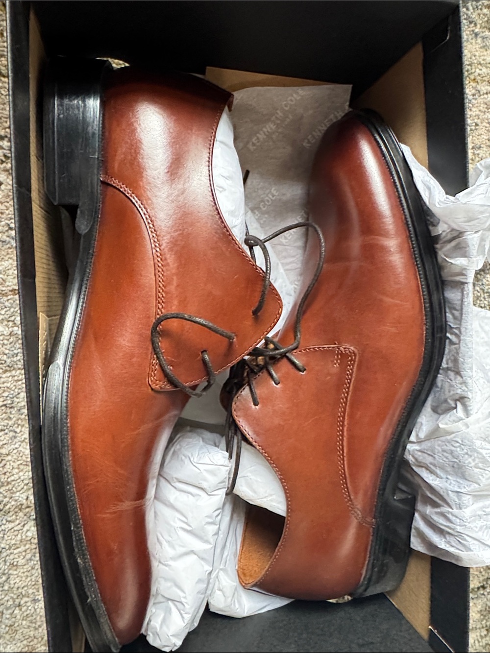 Men's Brown Leather Dress Shoes - Cognac Kenneth Cole 10.5
